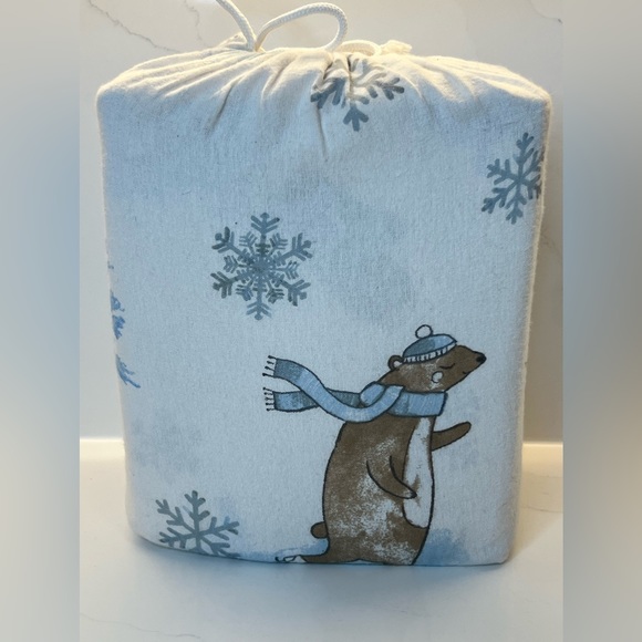 The Flannel Company FULL 100% Cotton Flannel Sheet set snowflake reindeer skater - Picture 2 of 6